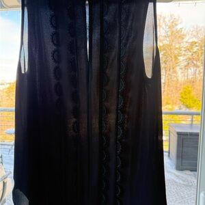 Ann Taylor Navy Embroidered Blouse